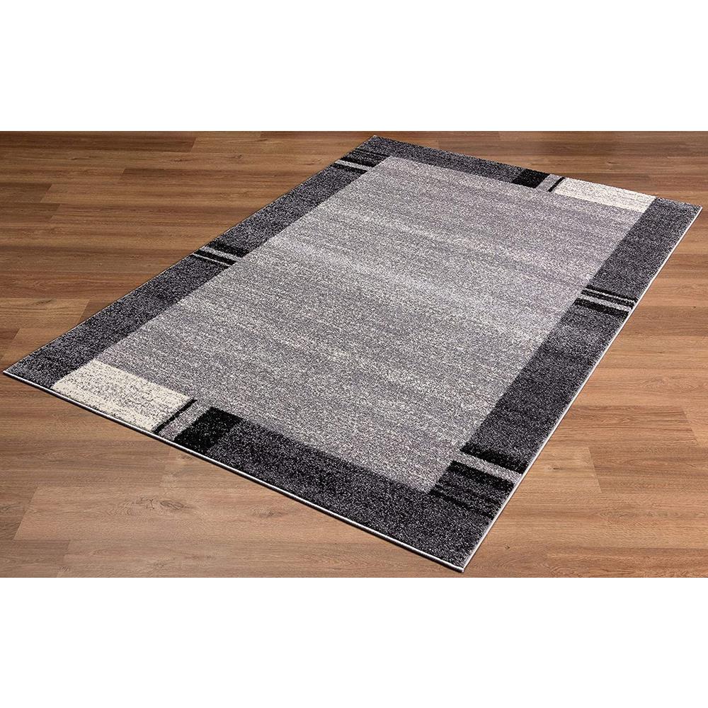 4’ x 6’ Gray Modern Bordered Area Rug Grey. Picture 4