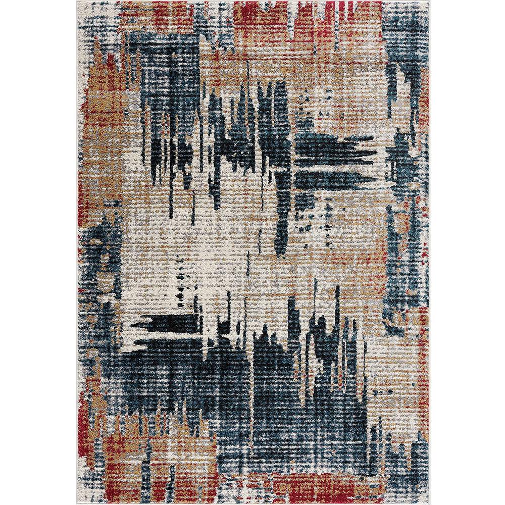 4’ x 6’ Blue and Red Mod Distressed Area Rug Multi. Picture 8