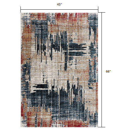4’ x 6’ Blue and Red Mod Distressed Area Rug Multi. Picture 9