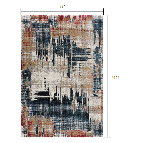 7’ x 9’ Blue and Red Mod Distressed Area Rug Multi. Picture 9