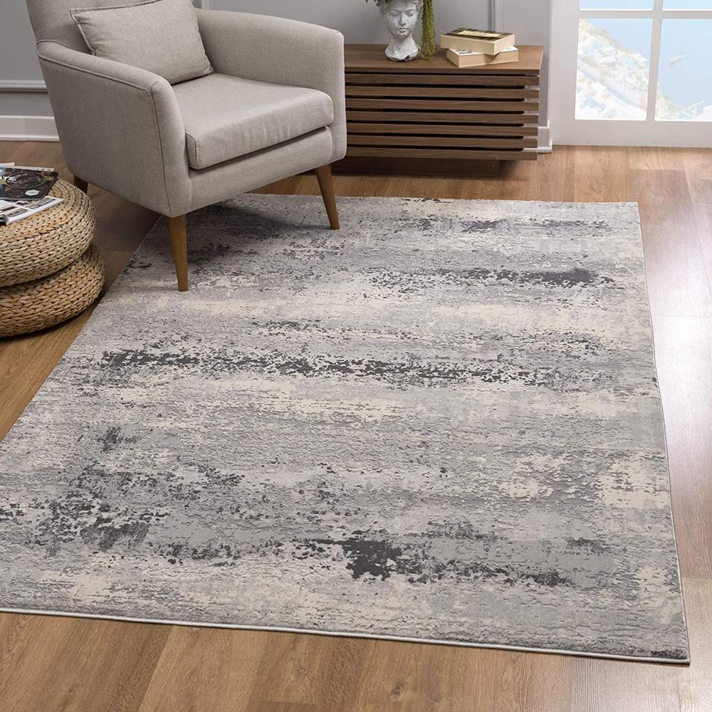 4’ x 6’ Gray Modern Abstract Area Rug - Grey. Picture 1