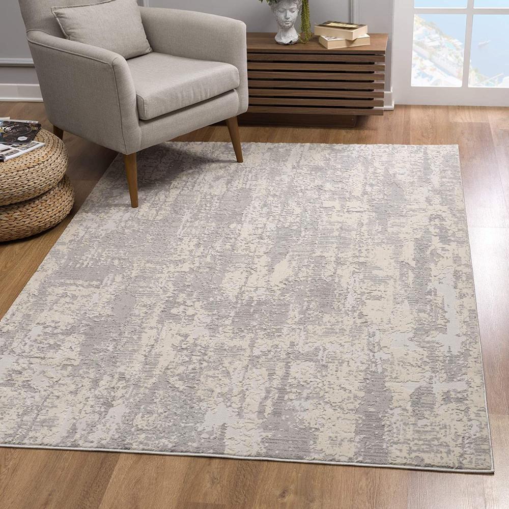 4’ x 6’ Gray Metro Modern Abstract Area Rug Grey. Picture 1