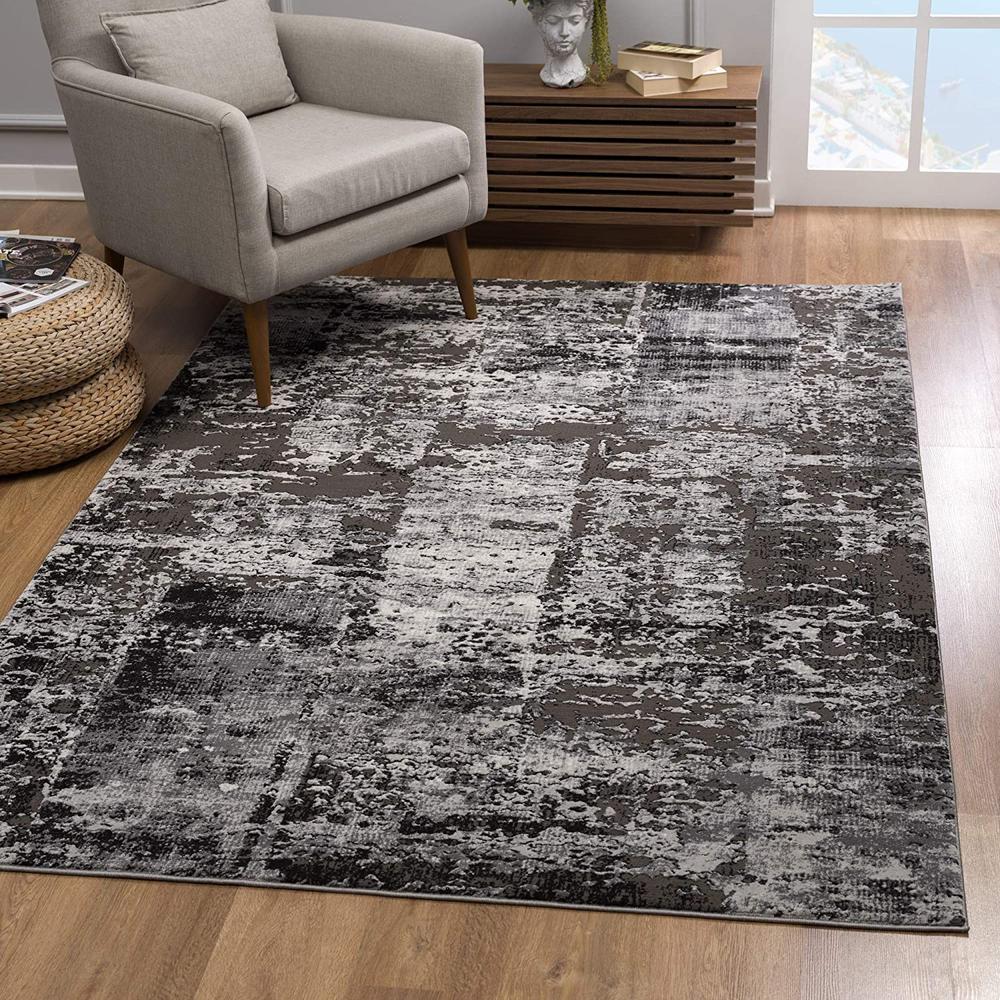 4’ x 6’ Gray Modern Abstract Area Rug Grey. Picture 1