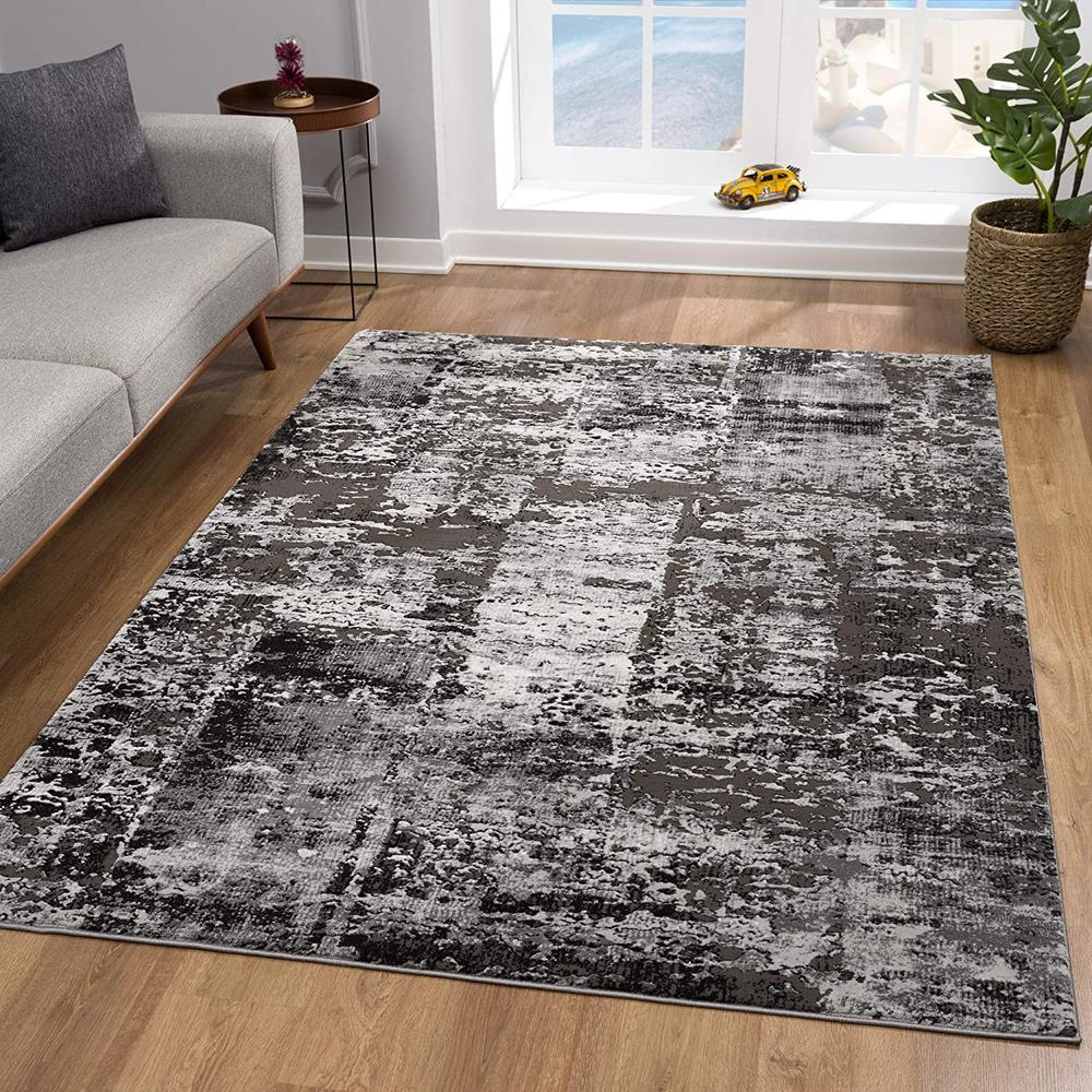 4’ x 6’ Gray Modern Abstract Area Rug Grey. Picture 3