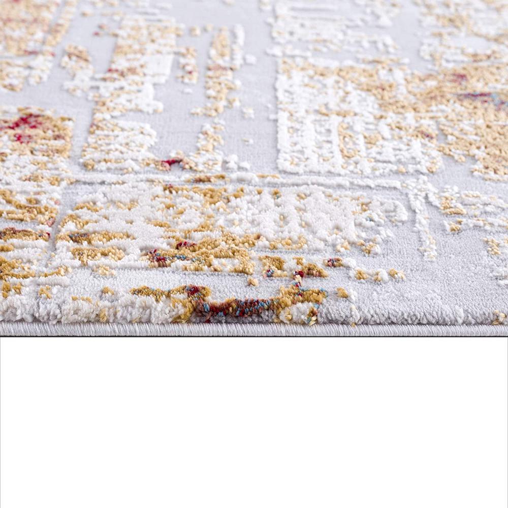 2’ x 10’ Abstract Beige and Gold Modern Runner Rug Multi. Picture 7