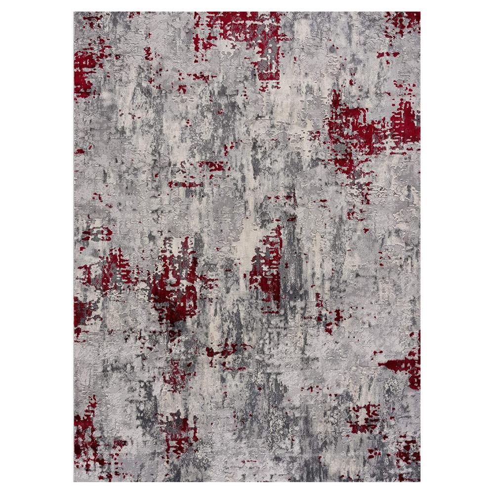 4’ x 6’ Red and Gray Modern Abstract Area Rug - Red. Picture 9