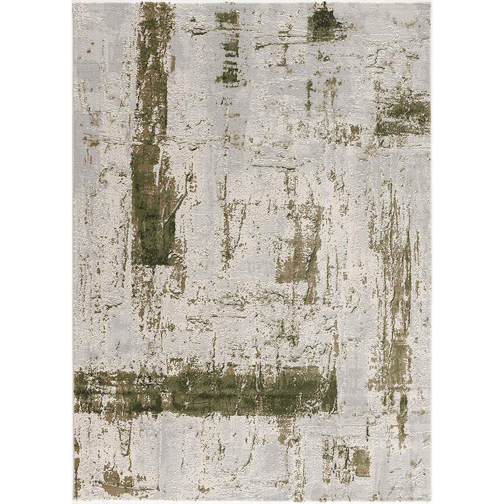 5’ x 8’ Green and Ivory Distressed Area Rug Green. Picture 2