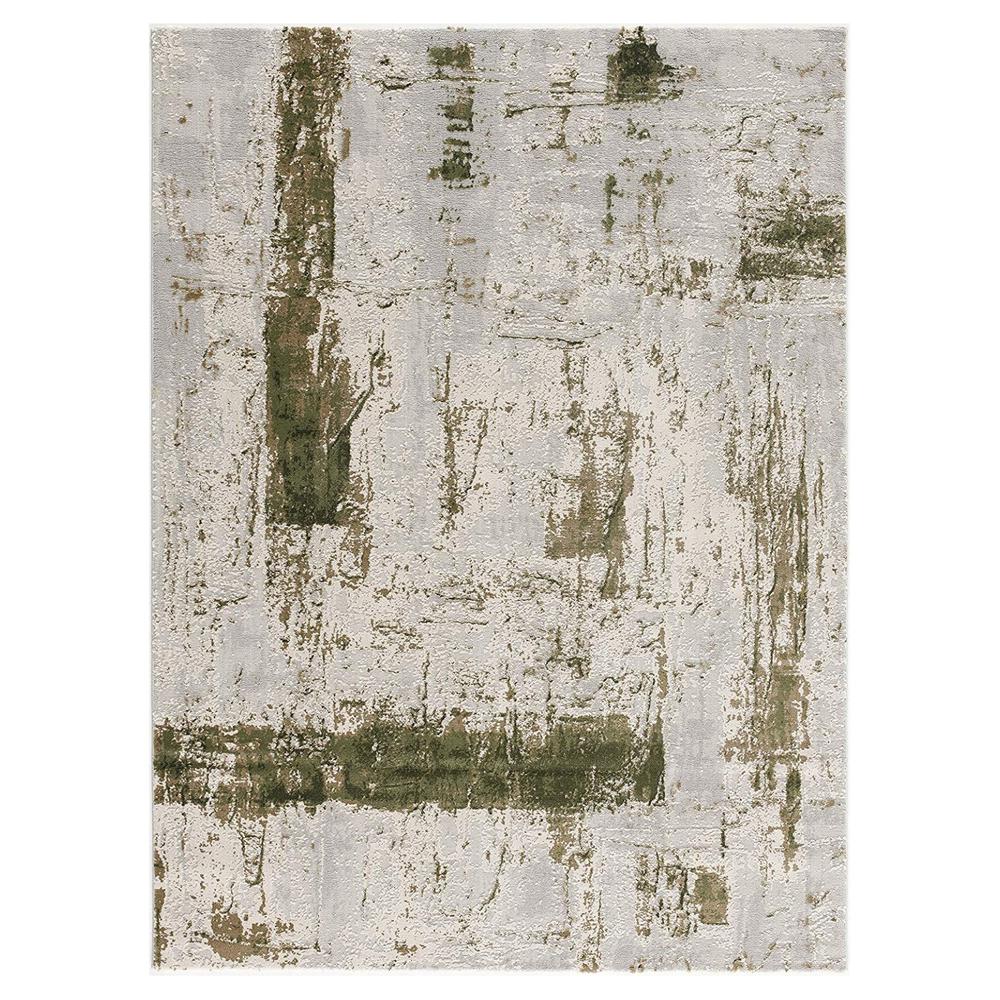 5’ x 8’ Green and Ivory Distressed Area Rug Green. Picture 6