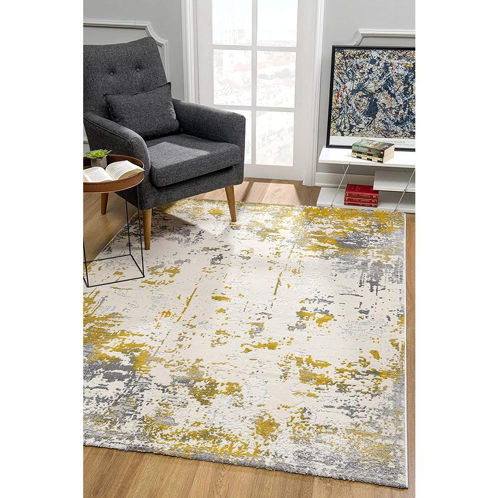 3’ x 5’ Gold and Gray Abstract Area Rug Gold. Picture 1