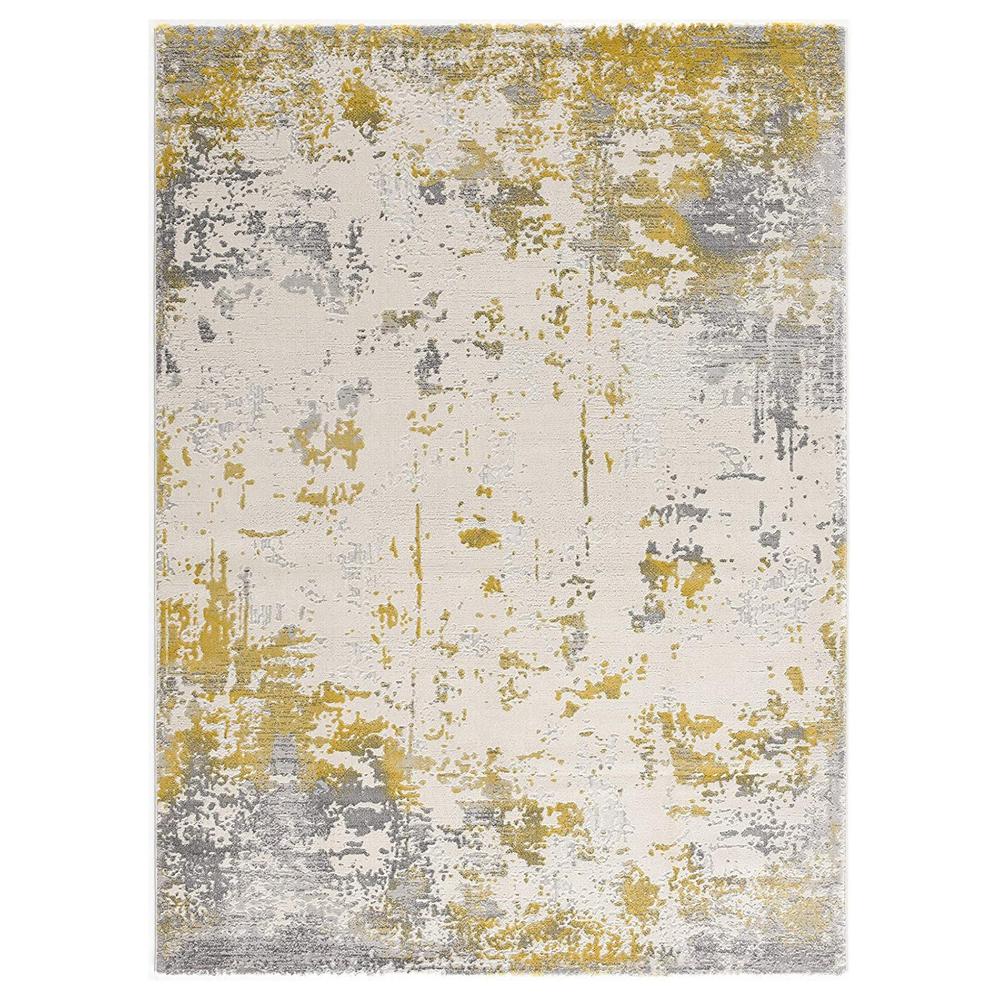 7’ x 10’ Gold and Gray Abstract Area Rug Gold. Picture 6