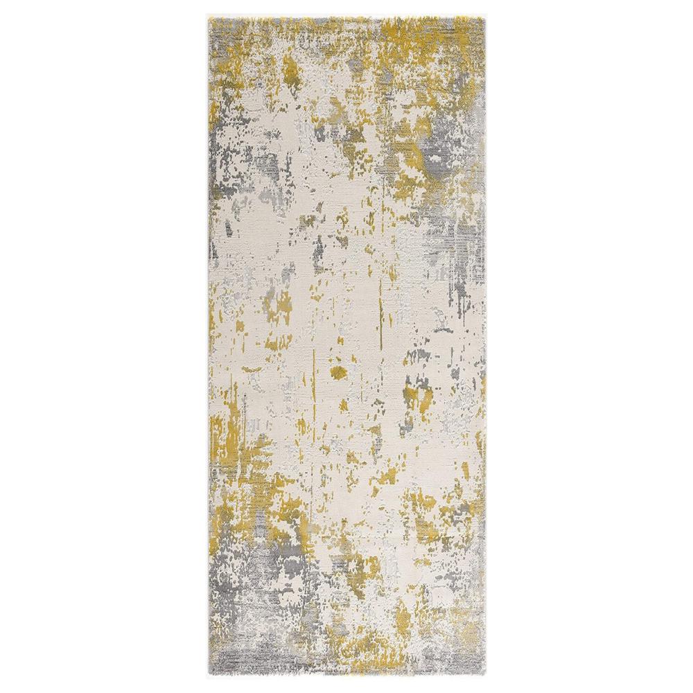 2’ x 13’ Gold and Gray Abstract Runner Rug Gold. Picture 6
