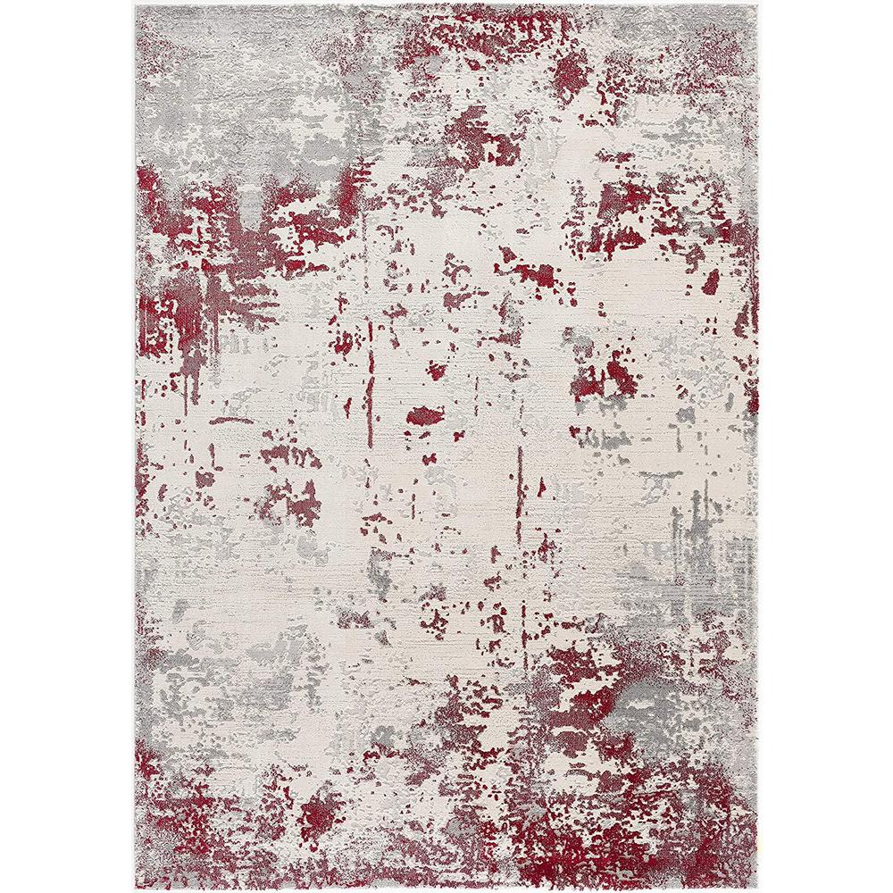 4’ x 6’ Red and Gray Modern Abstract Area Rug Red. Picture 2