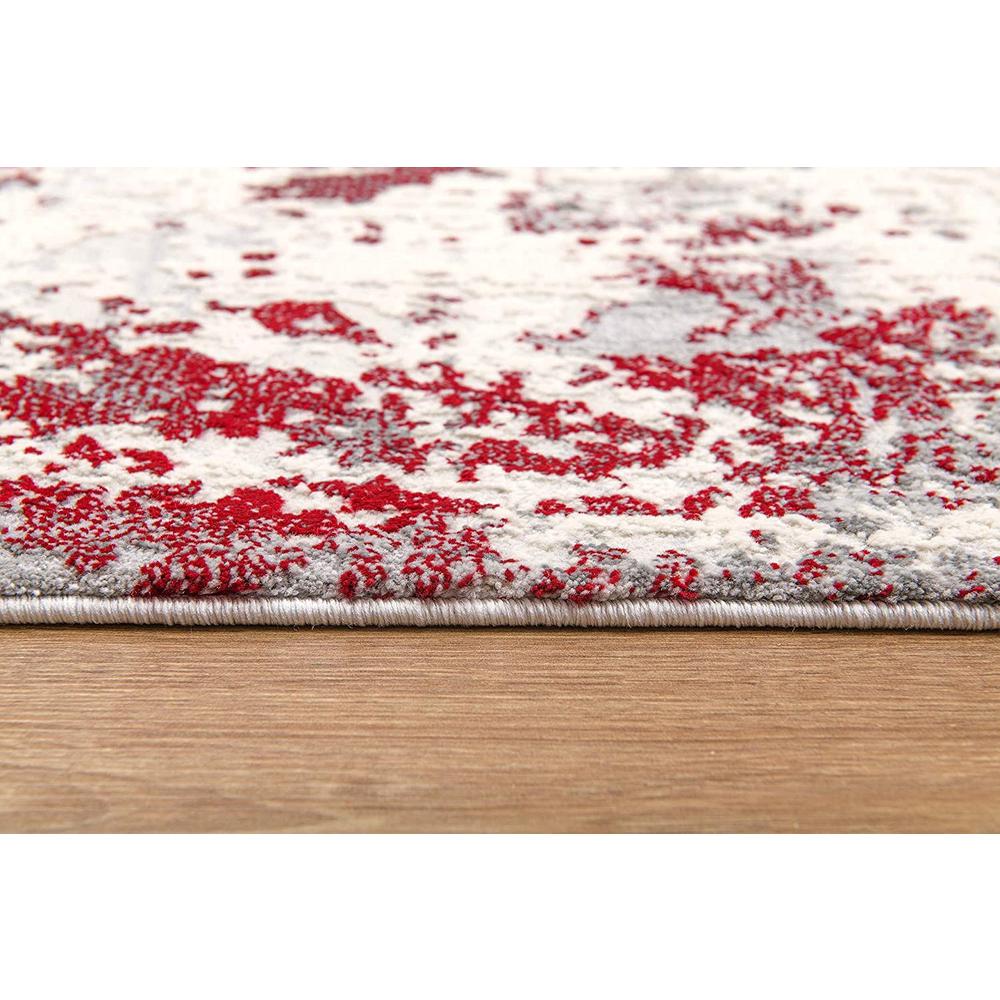 4’ x 6’ Red and Gray Modern Abstract Area Rug Red. Picture 5