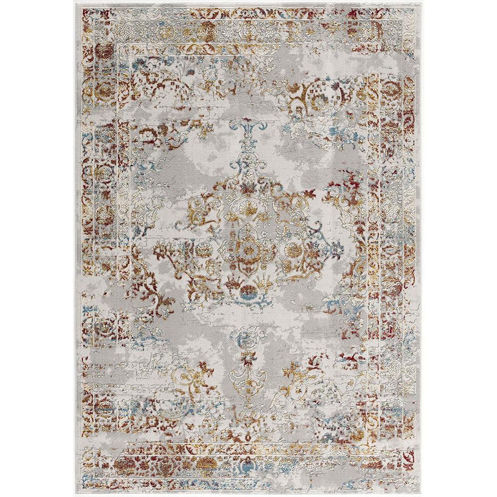 3’ x 5’ Gray and Beige Distressed Ornate Area Rug Multi. Picture 2