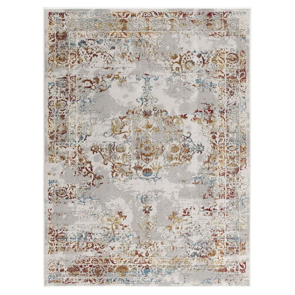 3’ x 5’ Gray and Beige Distressed Ornate Area Rug Multi. Picture 7