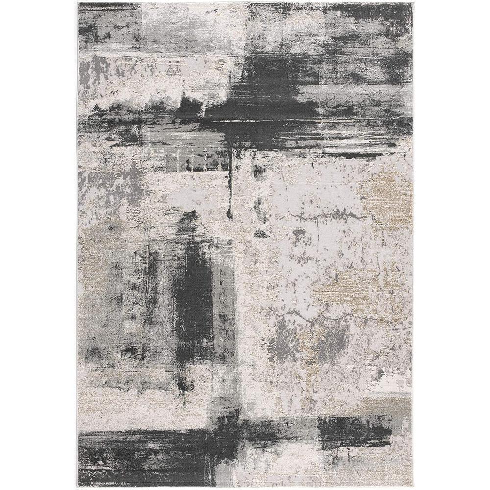 2’ x 10’ Cream and Gray Abstract Patches Runner Rug Cream Grey. Picture 2