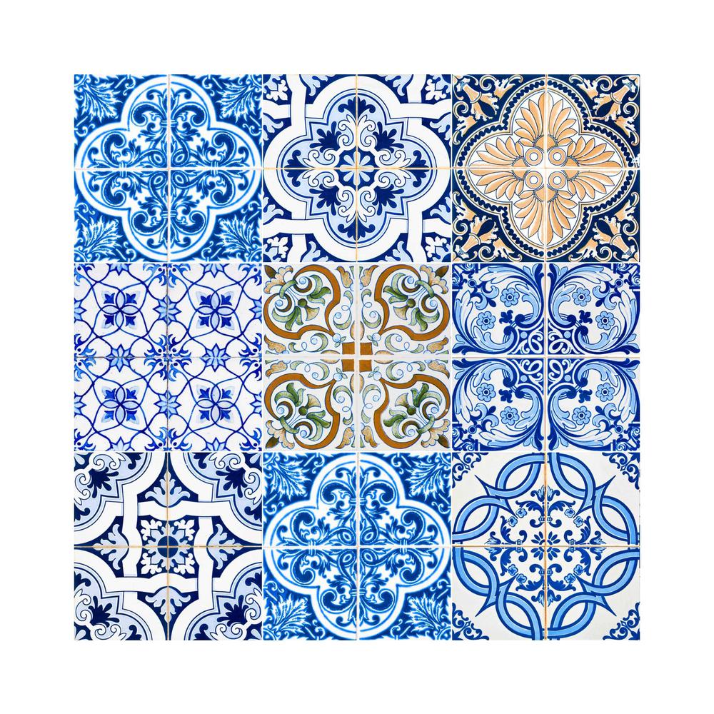 4" X 4" Dianna Mutli Mosaic Peel And Stick Tiles Blue. Picture 1