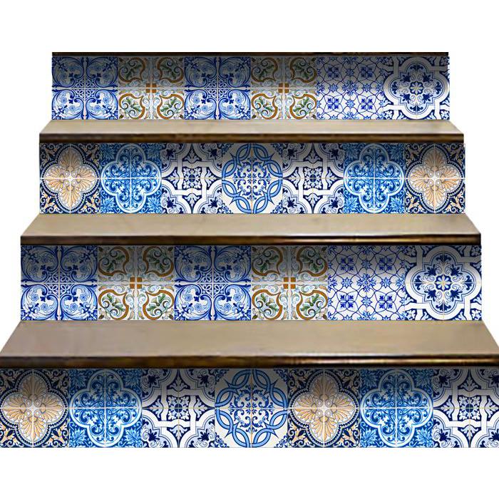4" X 4" Dianna Mutli Mosaic Peel And Stick Tiles Blue. Picture 2
