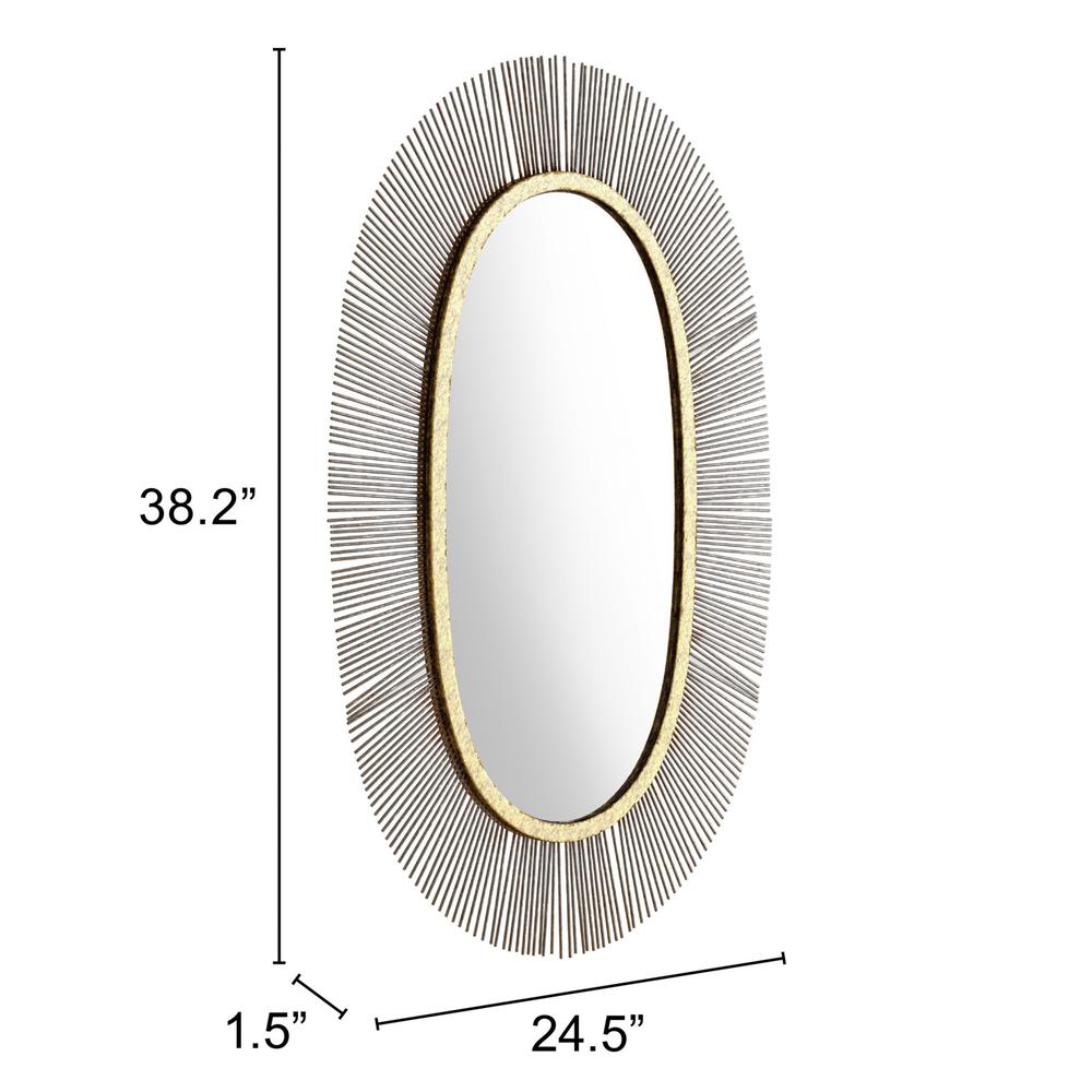 Black and Gold Oval Mirror Black & Gold. Picture 5