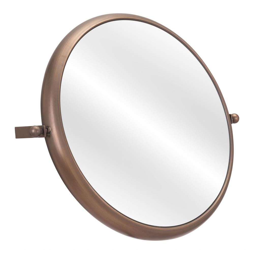 Industrial Gold Round Mirror Gold. Picture 3