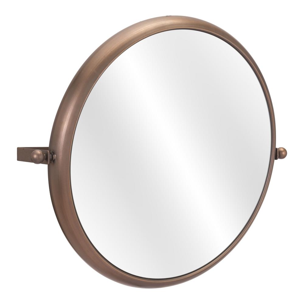 Industrial Gold Round Mirror Gold. Picture 4