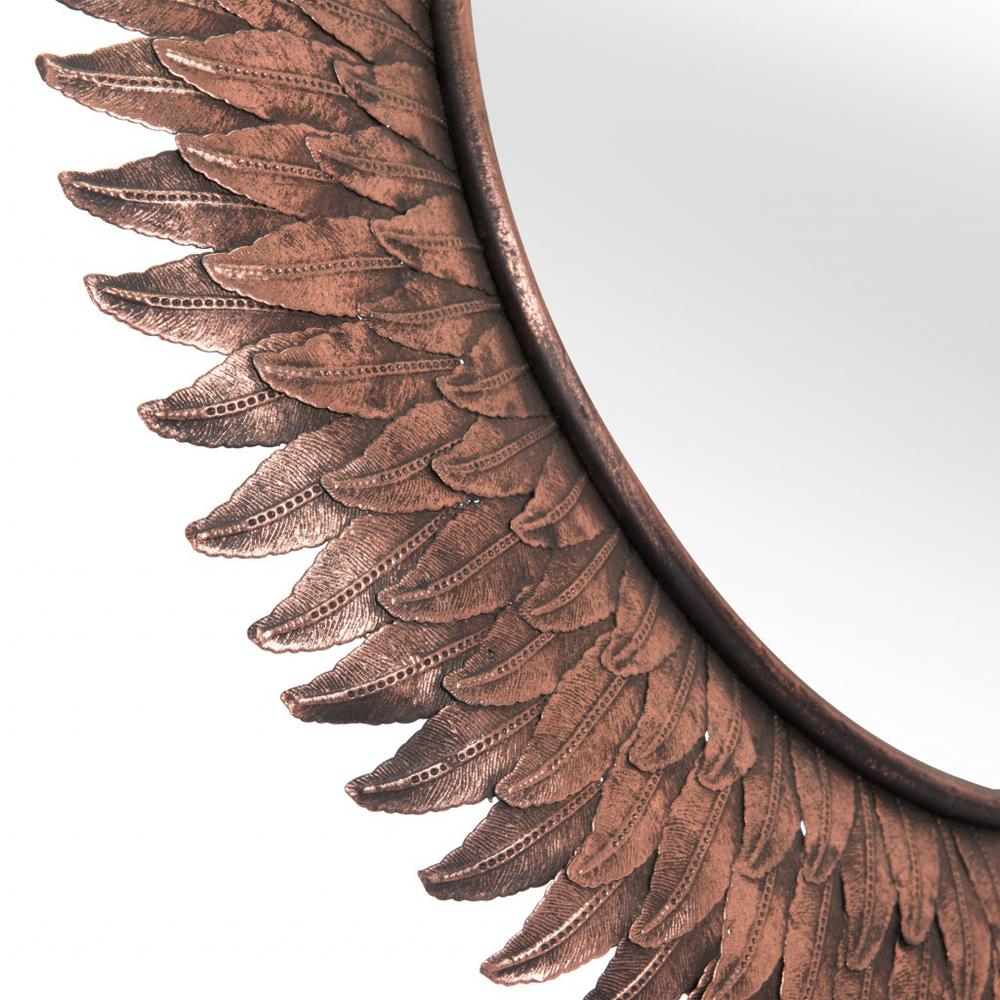 Bronze Leaf Round Mirror Copper. Picture 4