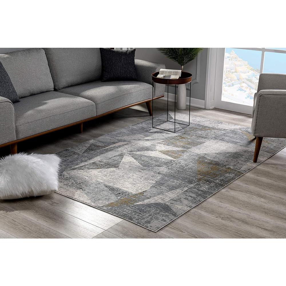 5’ x 8’ Gray Distressed Prism Modern Area Rug Grey. Picture 1