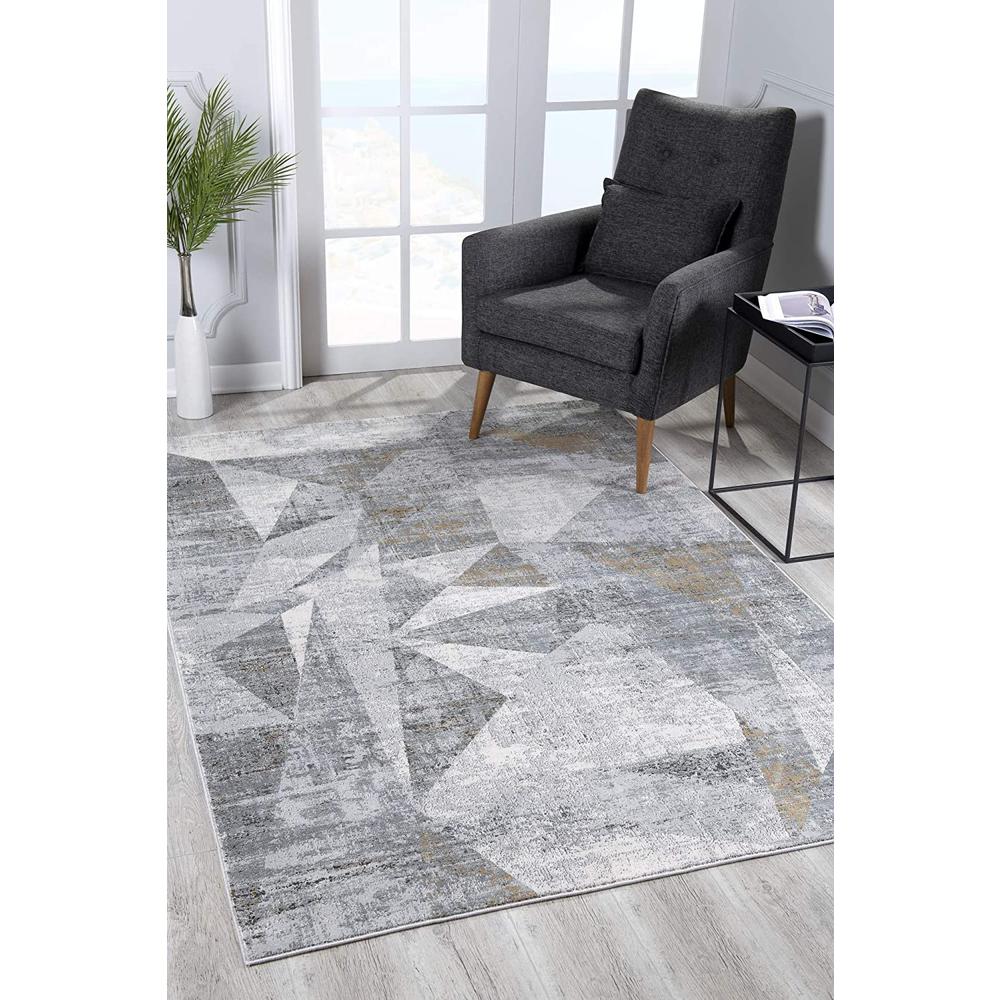 5’ x 8’ Gray Distressed Prism Modern Area Rug Grey. Picture 3