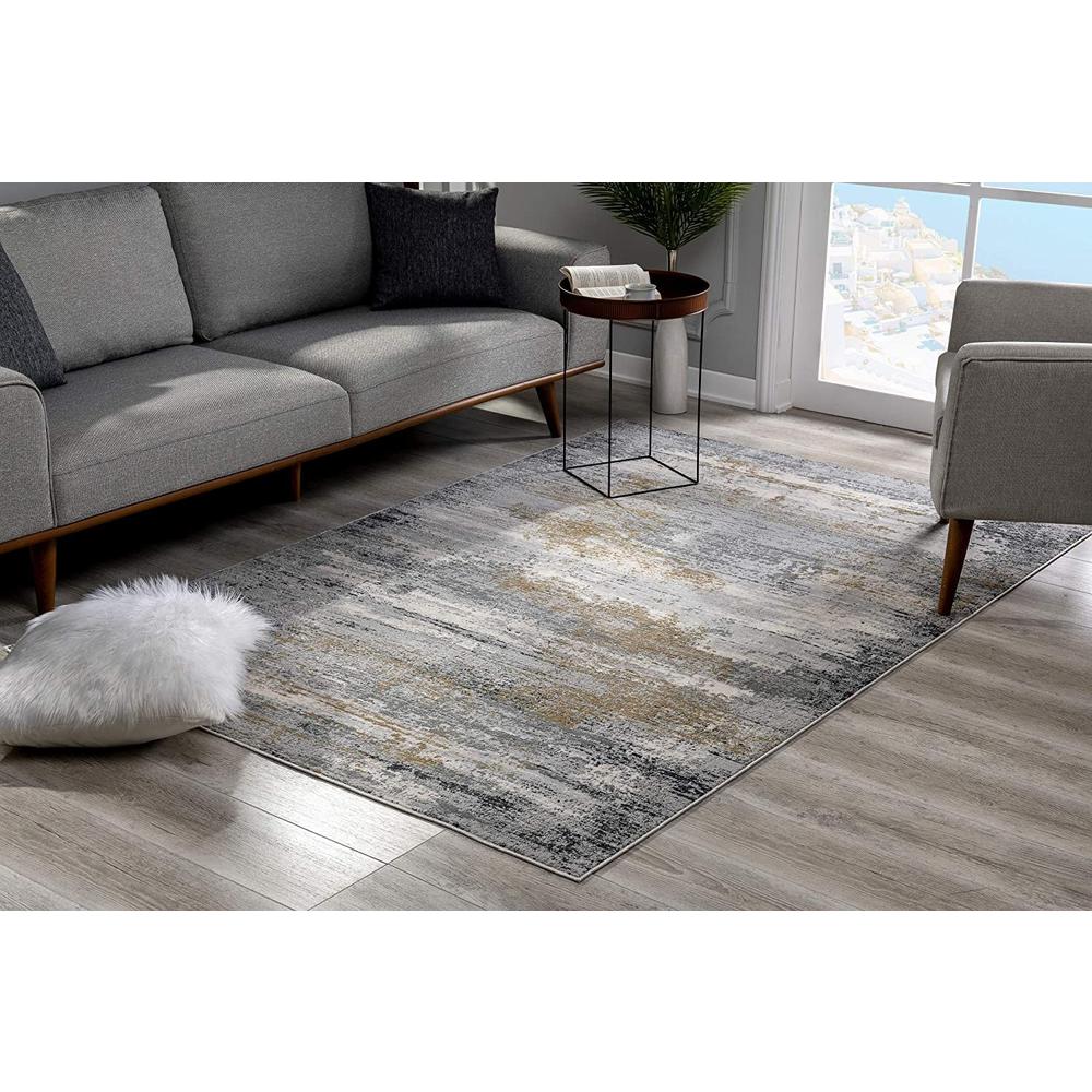 5’ x 8’ Gray Mod Distressed Strokes Area Rug Grey. Picture 1