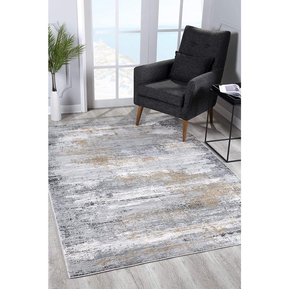 5’ x 8’ Gray Mod Distressed Strokes Area Rug Grey. Picture 3