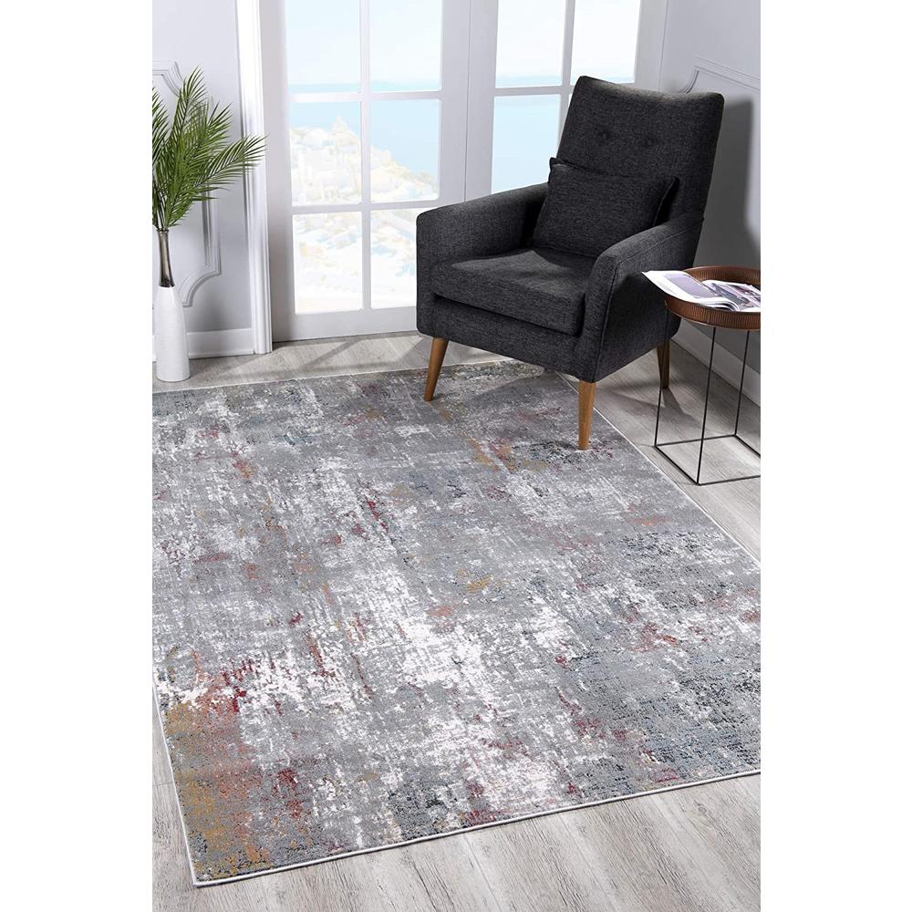 2’ x 10’ Gray and Ivory Abstract Runner Rug Multi. Picture 3