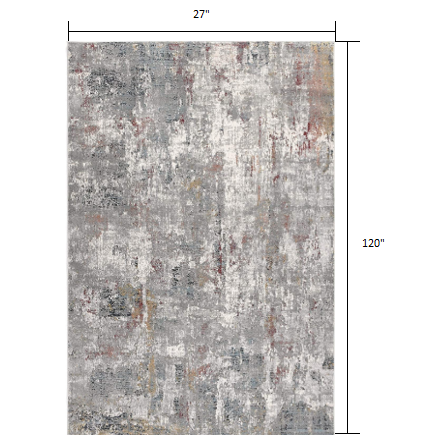 2’ x 10’ Gray and Ivory Abstract Runner Rug Multi. Picture 7