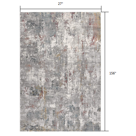 2’ x 13’ Gray and Ivory Abstract Runner Rug Multi. Picture 7