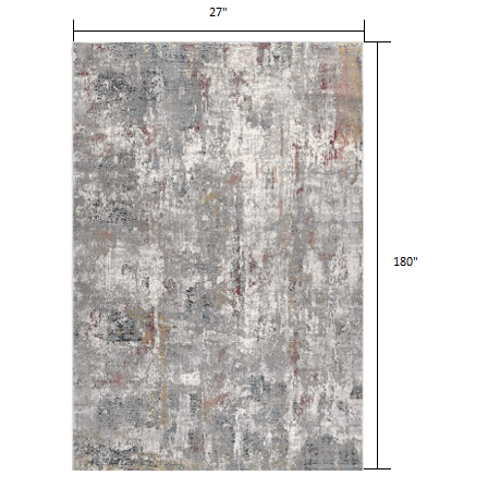 2’ x 15’ Gray and Ivory Abstract Runner Rug Multi. Picture 7