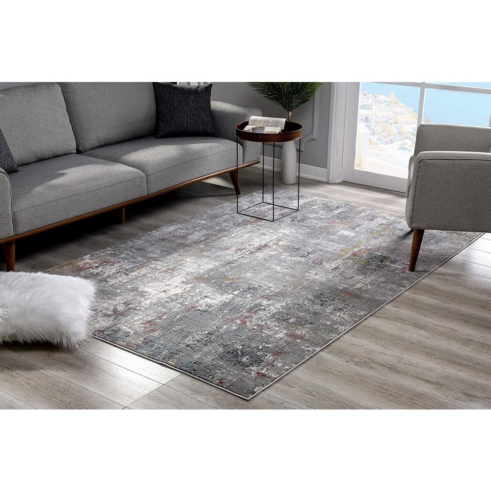 5’ x 8’ Gray and Ivory Abstract Area Rug Multi. Picture 1