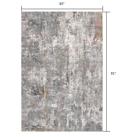 5’ x 8’ Gray and Ivory Abstract Area Rug Multi. Picture 7