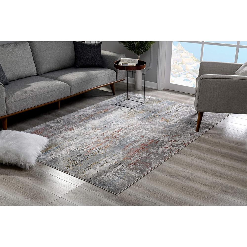 2’ x 15’ Gray Abstract Pattern Runner Rug Multi. Picture 1