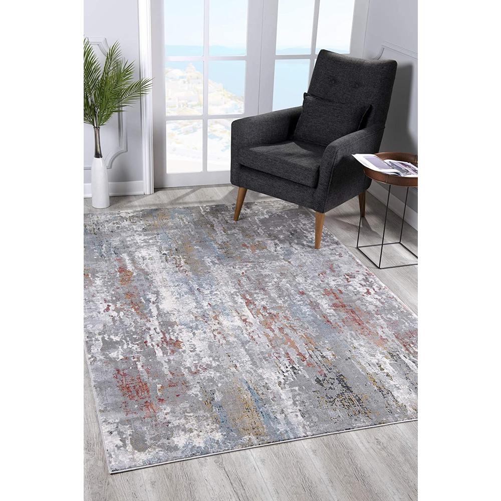 2’ x 15’ Gray Abstract Pattern Runner Rug Multi. Picture 3