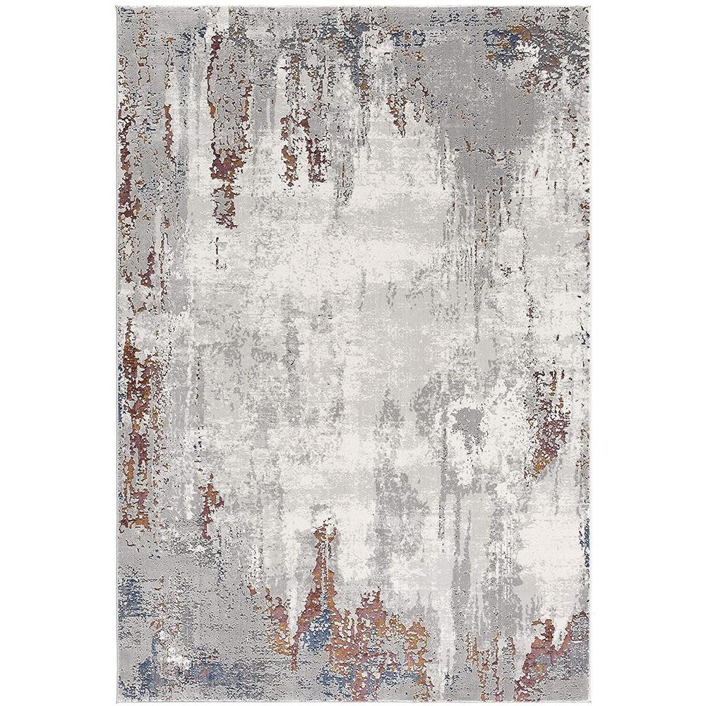 4’ x 6’ Gray and Ivory Modern Abstract Area Rug Multi. Picture 2