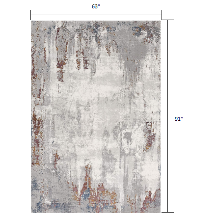 5’ x 8’ Gray and Ivory Modern Abstract Area Rug Multi. Picture 7
