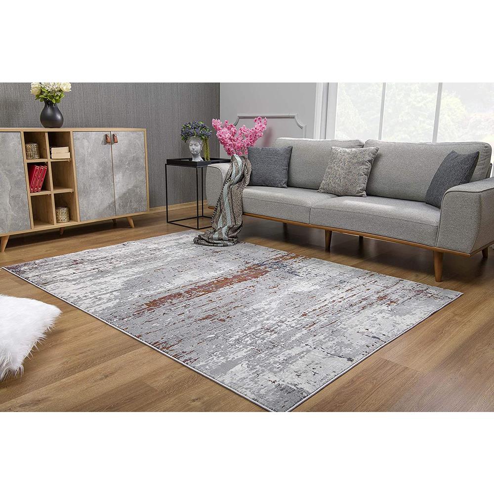 4’ x 6’ Gray and Brown Abstract Scraped Area Rug Multi. The main picture.