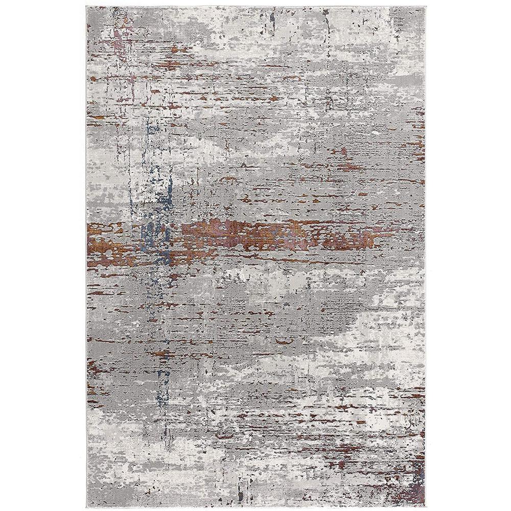 4’ x 6’ Gray and Brown Abstract Scraped Area Rug Multi. Picture 2