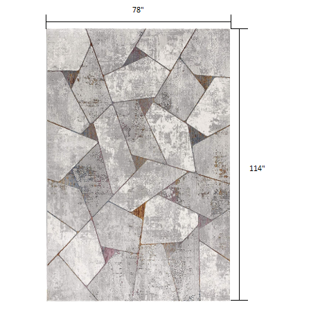 7’ x 10’ Gray Irregular Geometric Area Rug Grey. Picture 7