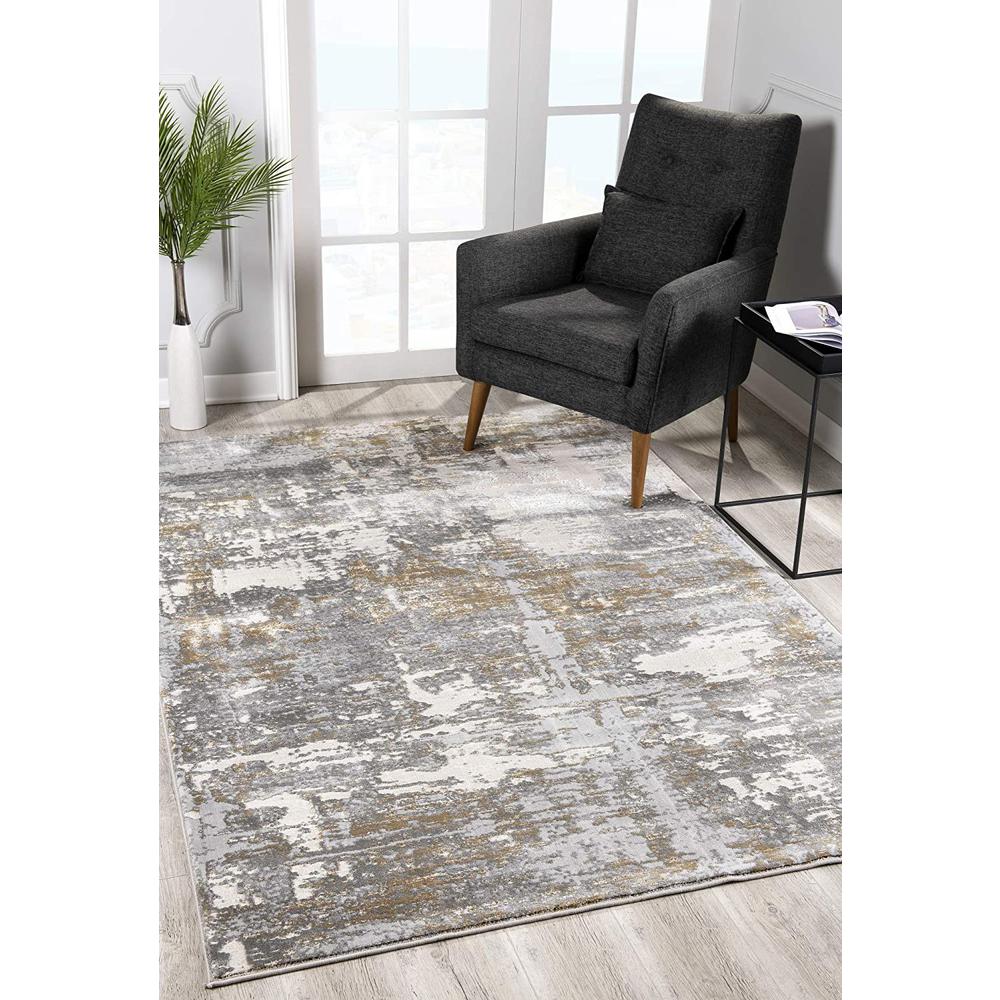 4’ x 6’ Beige and Gray Distressed Area Rug Beige. Picture 3