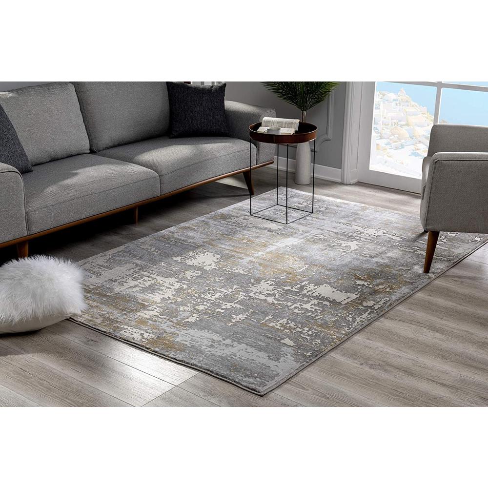 5’ x 8’ Beige and Gray Distressed Area Rug Beige. Picture 1
