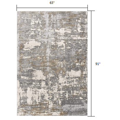 5’ x 8’ Beige and Gray Distressed Area Rug Beige. Picture 7