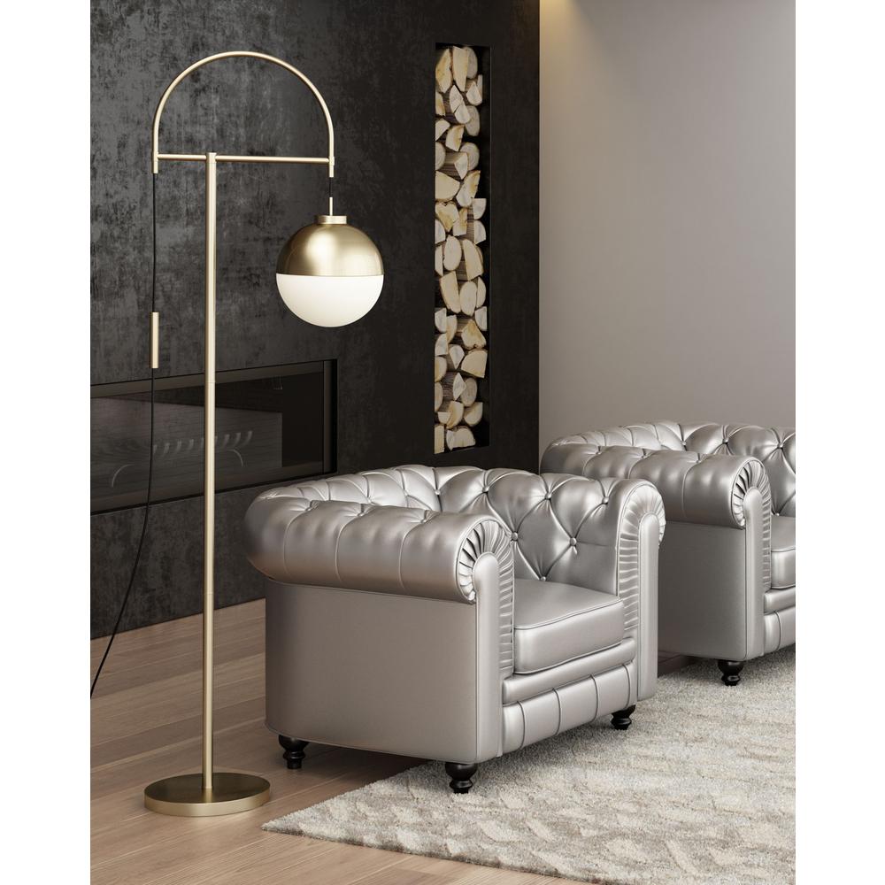 White and Brushed Bronze Crossed Floor Lamp White & Brushed Bronze. Picture 6