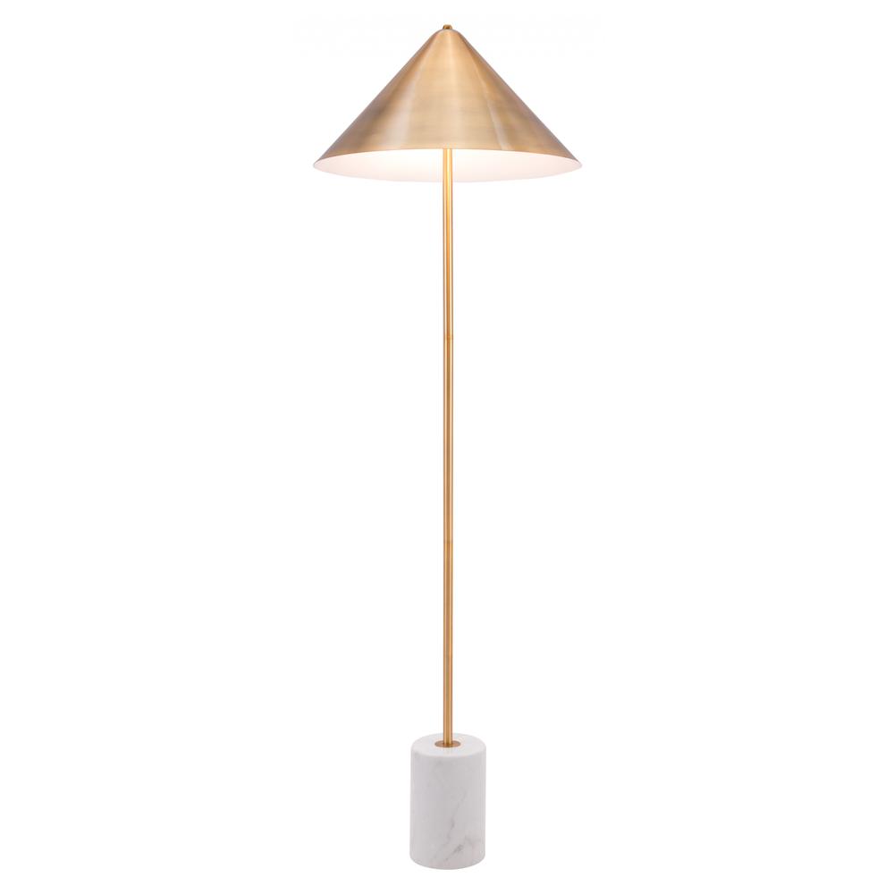 Flare Floor Lamp Gold & White. Picture 1