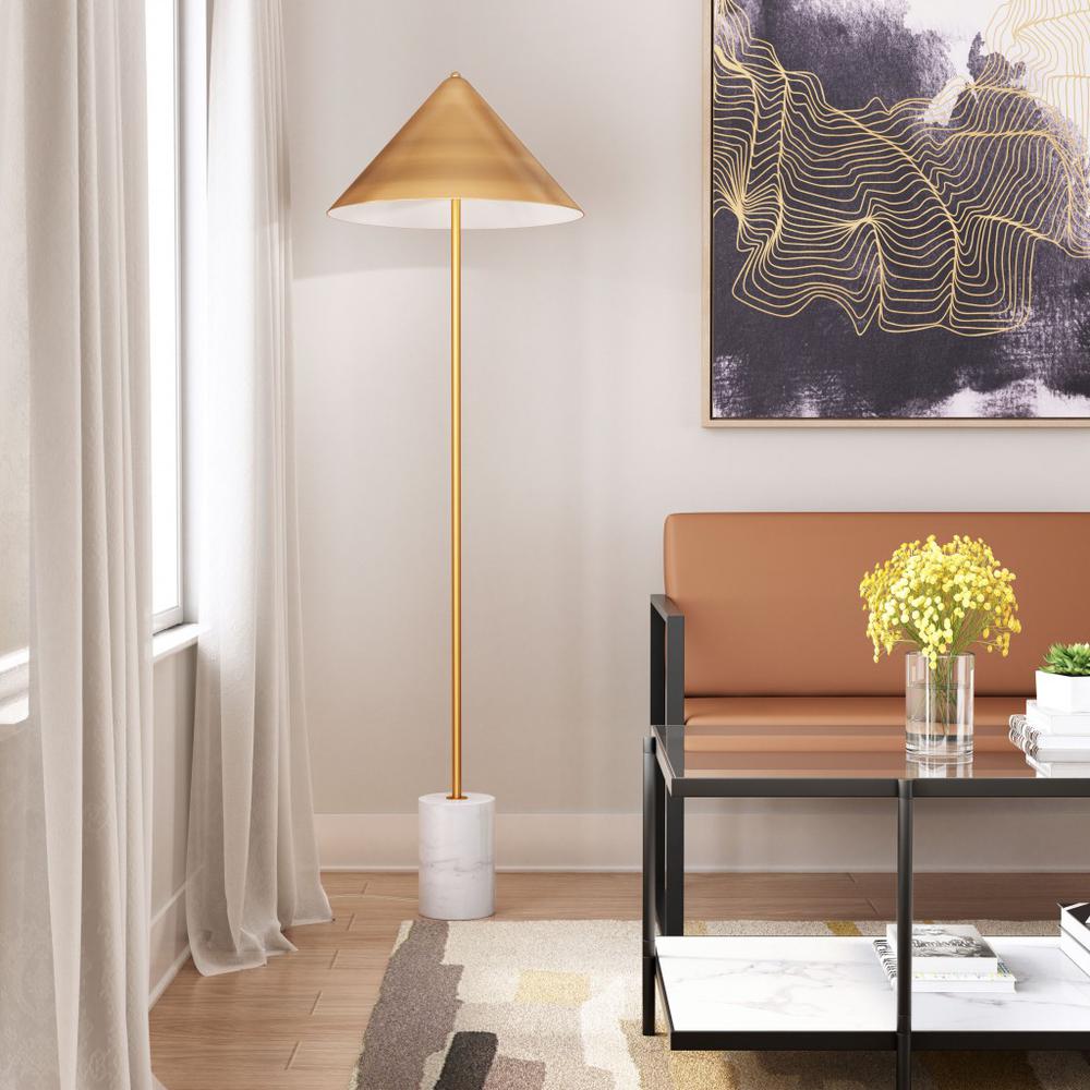 Flare Floor Lamp Gold & White. Picture 6