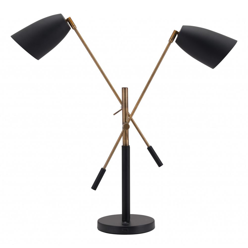 Black and Gold Adjustable Table or Desk Lamp Matte Black & Brass
Matte Black & Brass. Picture 2